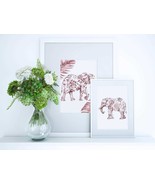 Floral Elephant Wall Art Print, Boho Elephant Decor, Neutral Animal Prin... - $8.88 CAD