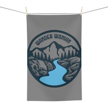 Wander Woman Microfiber 16x25 Kitchen Tea Towel, Mountain Scene, Blue and Gray,  - £14.76 GBP