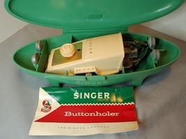 Singer Sewing Buttonholer in MCM Atomic Turquoise Case 1960s - £31.10 GBP