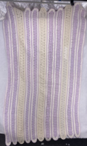Vintage Hand Crocheted Afghan Throw Blanket White Purple Mile a Minute - £23.26 GBP