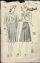 1940s Vintage Butterick 1908 Four Piece or Six Gored Skirt - $26.00