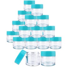 (24 Pcs) 7G/7Ml Clear Plastic Refillable Jars With Teal Lids - $23.74