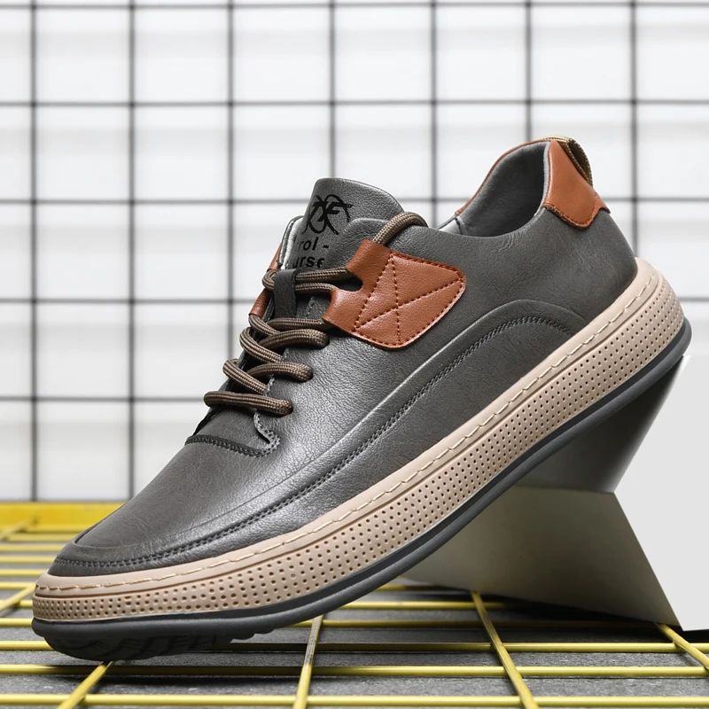 Genuine Leather High Quality Men Shoes Casual Daily Trendy Sneakers Mens... - $75.44