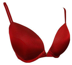 Victoria’s Secret 34DD Push-Up Bra Red With Gold Polka Dots Front Center... - $19.88