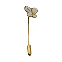Vintage Butterfly Figural Stick Brooch Pin Red Enamel Gold Tone - £7.41 GBP