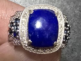 SALE!!! Natural Arizona Lapis Lazuli Blue Sapphire And Diamond Ring 6.06ct sz8 - £102.13 GBP