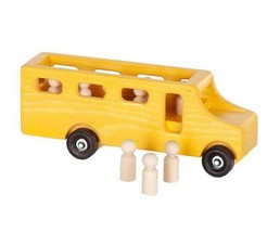 YELLOW BUS with SCHOOL STUDENTS - Working Wood Play Toy Amish Handmade i... - $1,326.66 MXN