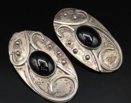 CELIA SEBIRI 925 Silver - Vintage Beaded Onyx Non Pierced Earrings - EG11900 - £93.72 GBP