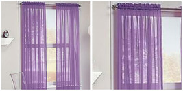 2 Panels Sheer Window Curtains Drapes Set 84" Rod Pocket Solid - Lilac - P01 - £28.19 GBP