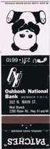 Matchbook Cover Patches Oshkosh National Bank  - £3.12 GBP
