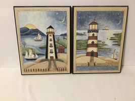 Valorie Evers Wen Lighthouse Wall picture 8&quot; x 6&quot; set of 2 - £7.00 GBP