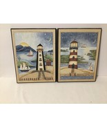 Valorie Evers Wen Lighthouse Wall picture 8&quot; x 6&quot; set of 2 - $12.21 CAD