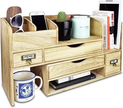Ikee Design Large Extendable Wooden Desktop Organizer For Office Supplies, - £51.19 GBP