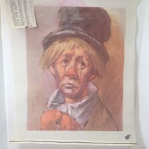 Sad Clown Portrait Needlepoint Canvas 19.5&quot; x 24&quot; 13 Count - £31.12 GBP