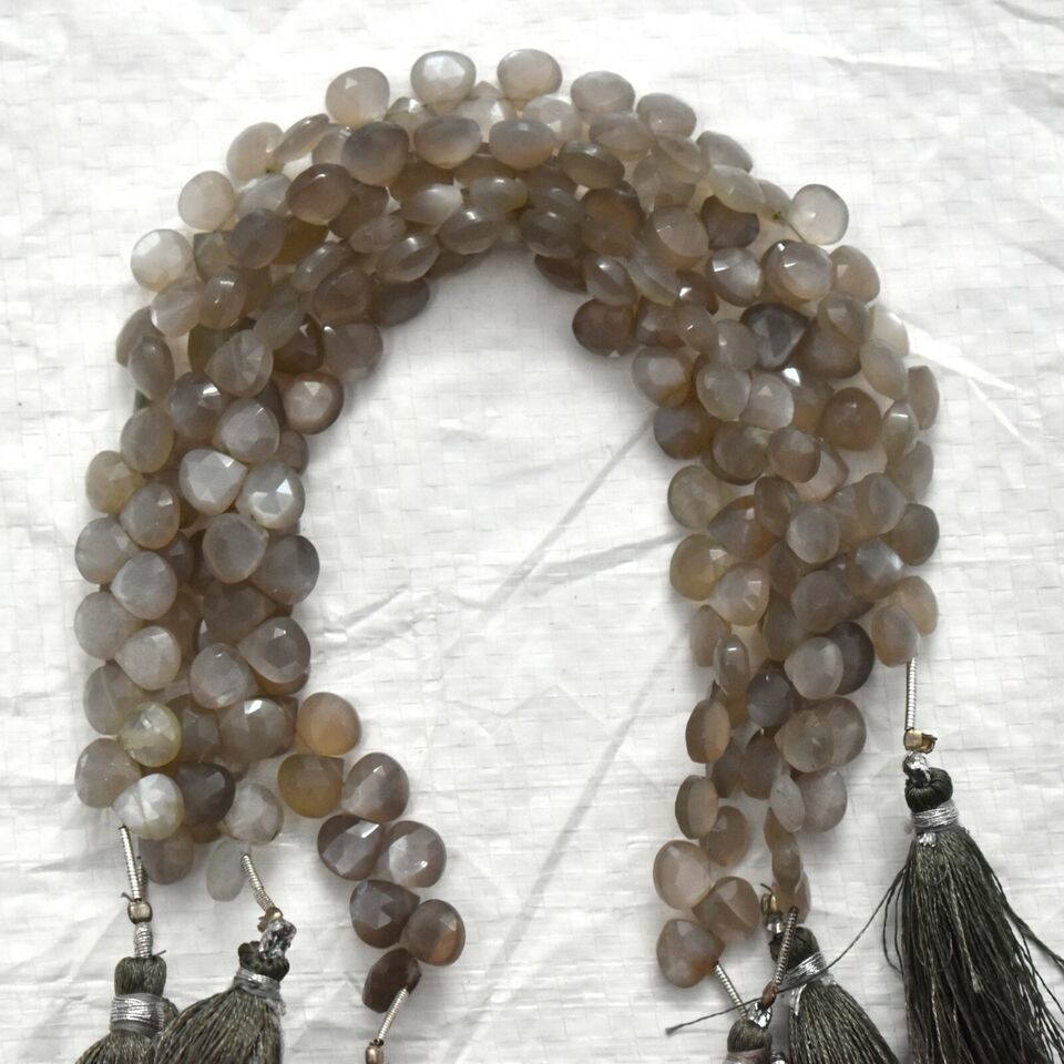 Natural Gray Moonstone 7-8mm Faceted Heart Gemstone Beads 8&quot; Strand BDS-... - $95.33