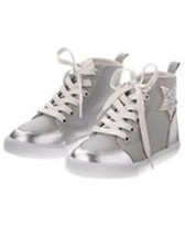 NWT Gymboree Toddler Girl Size 10 Gray Silver High Top Sneakers Lace-up NEW - £14.93 GBP