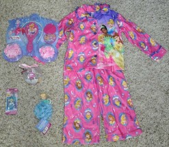Girls Pajamas Disney Princess 2 Pc Winter Fleece, Watch, Hair, Lip, Bath... - $27.72