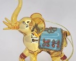 Blown Glass Elephant Yellow with Rhinestone detail Trunk Up Ornate Blank... - $22.99