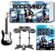 COMPLETE Nintendo Wii-U Wii ROCK BAND 2 Special Edition Bundle drums guitar game - £386.97 GBP