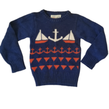 Vintage Toddler Sweater Unisex Sz S J.G. Hook Blue Sailboats Nautical Anchor Red - £27.48 GBP