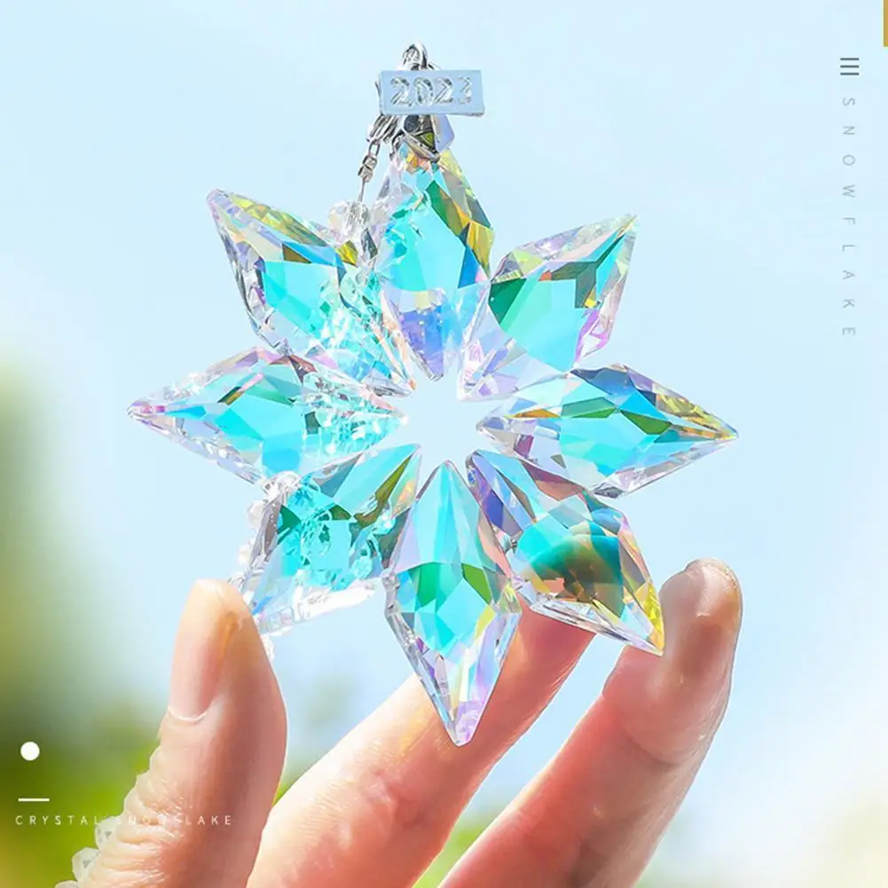 Transparent Crystal Snowflakes Car Pendant Decoration Gifts Catcher Accessories - £13.37 GBP
