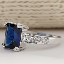 Natural Certified 3.25 Carat Blue Sapphire 925 Sterling Silver Handmade Ring - £48.76 GBP