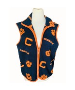 Castles Sport Clemson Tigers Fleece Vest Navy Orange Sleeveless Zip fron... - $32.76