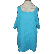 Soft Surroundings Blue Sunset Tunic Short Sleeve Linen Pockets Womens Size M - £31.31 GBP