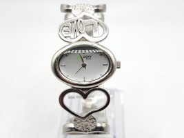 Lucky Brand Watch Women Silver Tone Heart Cuff Band 26mm  New Battery 6&quot;  - $29.99