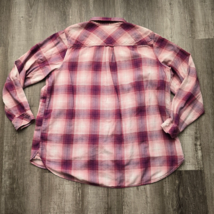 Sonoma Flannel Shirt Plaid Soft Pink Western Button Down Pockets Lightweight - £18.45 GBP