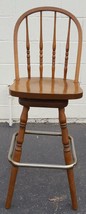 Nice Gently Used All Wood Swivel Bar Stool - Metal Foot Rail - VGC - GREAT STOOL - £95.54 GBP