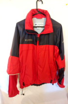 Columbia Sportswear Jacket size Large w removable hood Red windbreaker pockets - £16.87 GBP