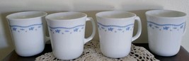 Set of Four (4) Morning Blue Mugs ~ Corning USA ~ White with Blue Flower... - £35.30 GBP
