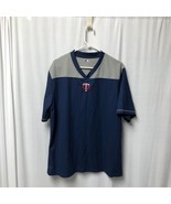 Minnesota Twins Shirt Mens XL Blue Gray Embroidered V-Neck Jersey - £11.03 GBP