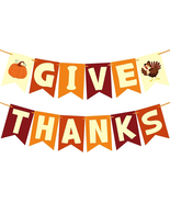 Thanksgiving Decorations - GIVE THANKS Banner, Friendsgiving Party Decor... - $11.70