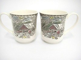 Johnson Bros Friendly Village Lot of 2 Mugs 4&quot; Covered Bridge Made in England - £11.02 GBP