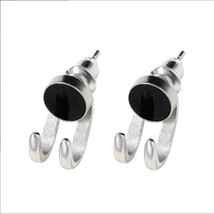 New Trend Silver Color Hook Paw Stud Earrings for Men Women Black Onyx Couple Pe - £9.68 GBP