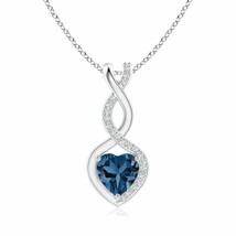 ANGARA London Blue Topaz Infinity Heart Pendant with Diamonds in 14K Solid Gold - £526.06 GBP