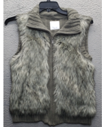 Justice Faux Fur Sweater Vest Youth 14 Gray Knit Acrylic Sleeveless Full... - $29.17 CAD