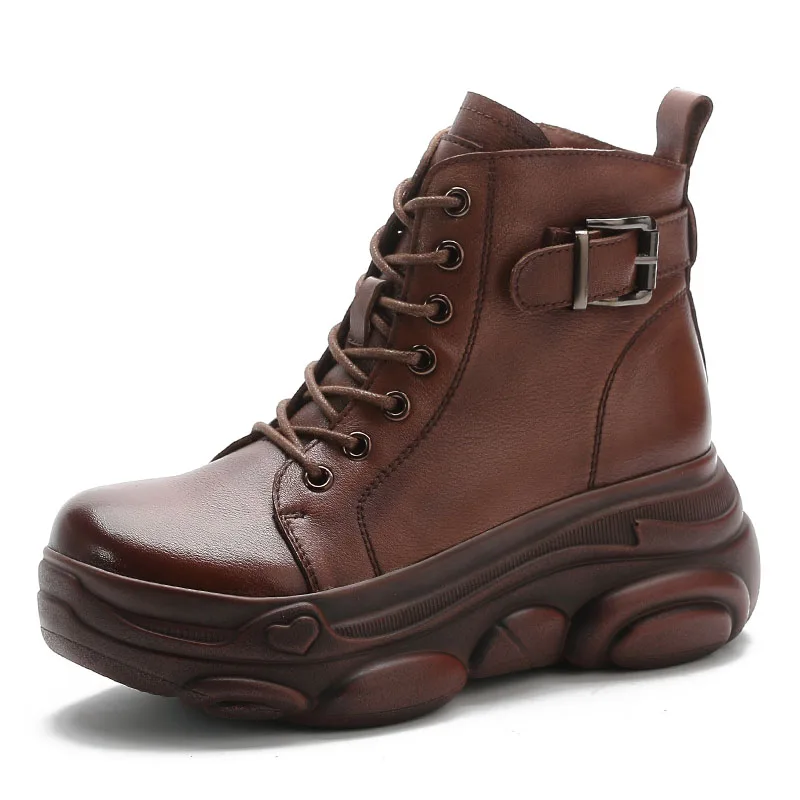 Handmade Retro Style Genuine Leather Boots Women Autumn Comfort Trend Hi... - £96.59 GBP
