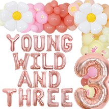 Groovy 3Rd Birthday Party Decorations, Young Wild And Three Daisy Flower Balloon - £31.96 GBP