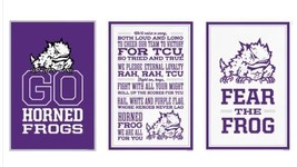 TCU Horned Frogs Wall Art Purple White NCAA 3-Piece Adhesive Canvas - $79.99