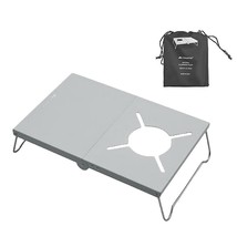 Folding Camping Table Portable Gas Stove Stand Outdoor Mini Picnic Desk Silver - £22.34 GBP