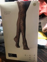 Fashion Tights - A New Day Women&#39;s Fishnet Floral Full Toe Black Sz M / ... - £4.70 GBP