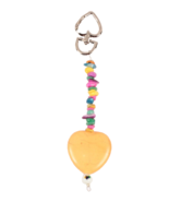 Hand Made Artisan Key Chain Purse Charm Natural Beads and Heart Design P... - $13.09