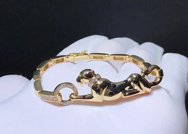 Solid 18k Yellow Gold Natural Diamond Panther Bracelet for Men and Women - £8,508.47 GBP