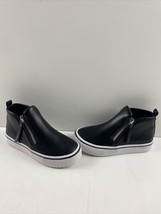 Steve Madden JGATE Black Leather Side Zip High Top Sneakers Kid’s Size 13 - £19.52 GBP