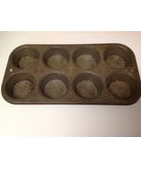 Primitive Unique Vintage Kitchen Hammered Tin Metal 8 Muffin Cornbread Pan - £11.76 GBP