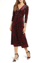 New Chaus Red Black Flare Velvet Midi Dress Size L $109 - £55.10 GBP