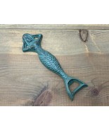 Mermaid Shaped Bottle Opener Sea Green Metal 6” Hands Behind Head - €17,15 EUR